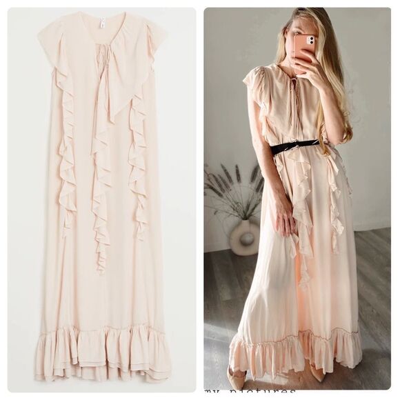 Mango ruffle gown dress with ruffles maxi - Picture 1 of 3